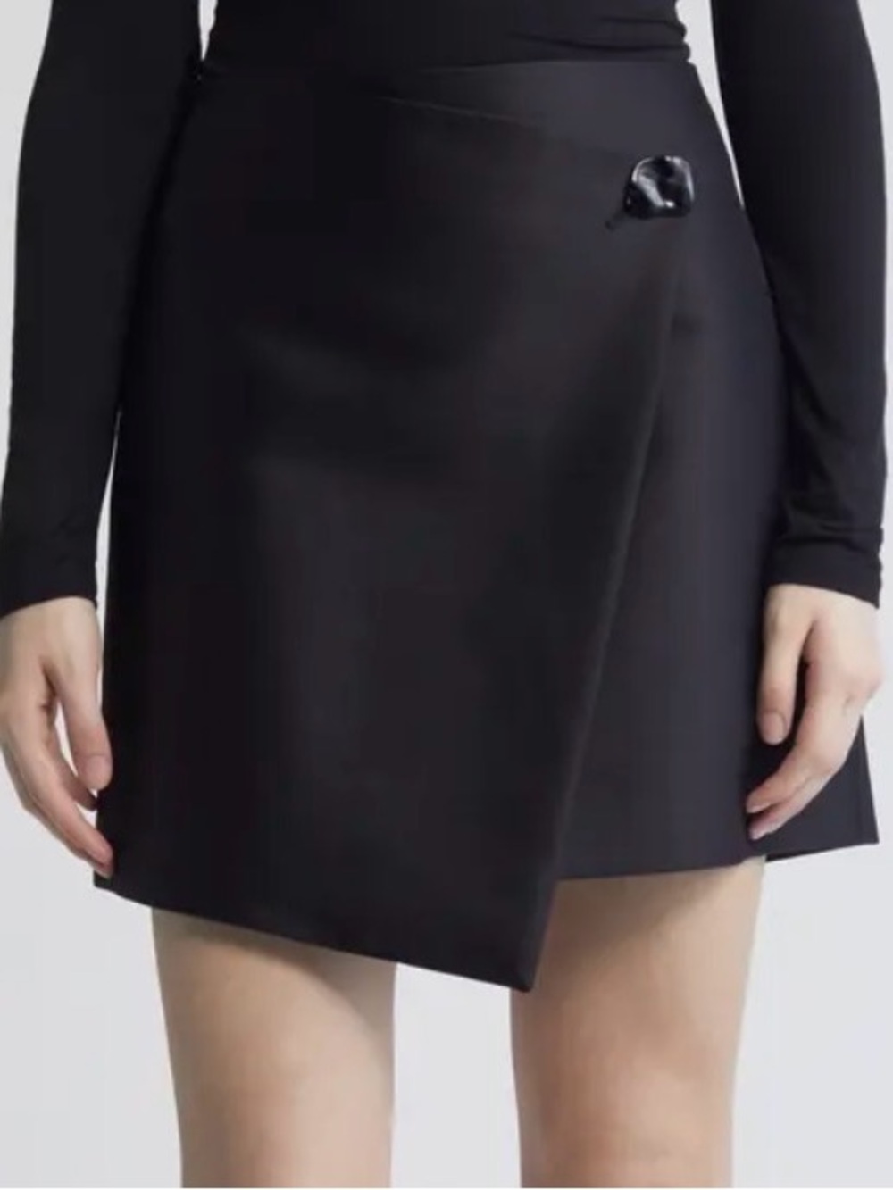 COS BLACK BROOCH DETAIL WRAP MINI SKIRT WOMENS SZ 14